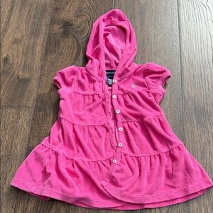 Ralph Lauren Bright Pink Hooded Terry Cloth Swim Cover Up
